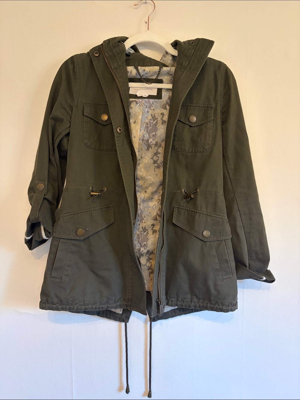 BCBGeneration Olive Hooded Utility Jacket